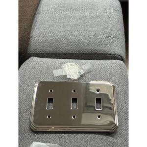 NEW Rejuvenation Art Deco Polished Nickel 3 Triple Toggle Light Switchplate
